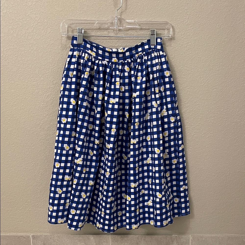 COLLECTIF Vintage Inspired Gingham Daisy Swing Women's Skirt